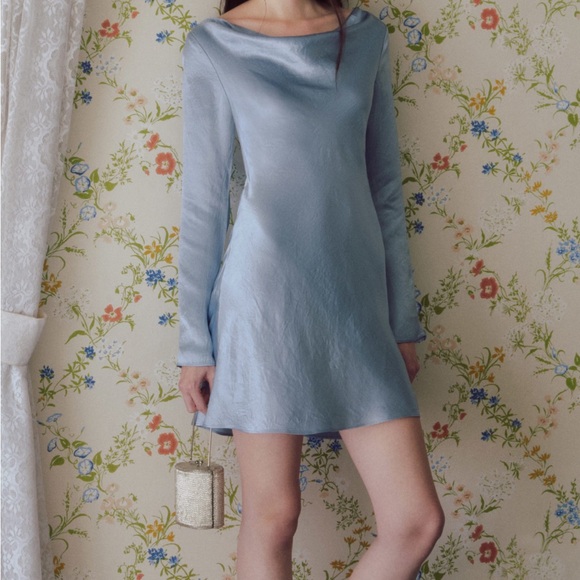 Reformation Pike Satin Dress size xs blue - Picture 5 of 5